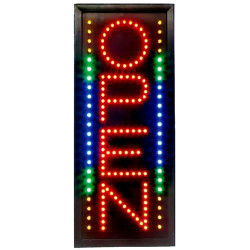 Flashing LED Open Sign, Vertical Display with Bright  LED Lights