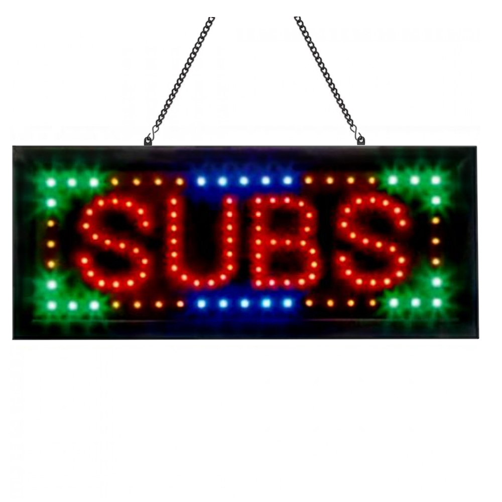 SUBS LED Sign Bright Flashing Restaurant Signage