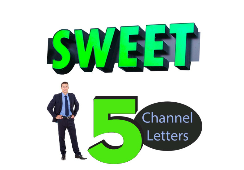 LED Channel Letter Sign, 5 Letters 12 to 36-inch Tall